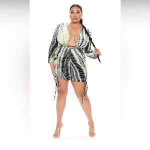 Fashion Nova Ruche Tie Dye mini dress.